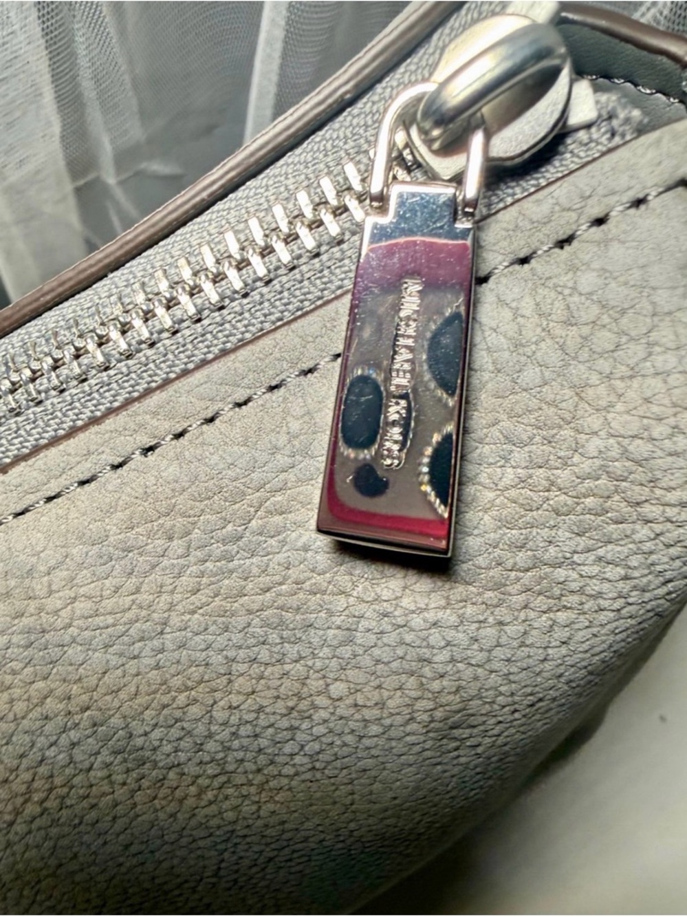 Michael Kors Gray Nolita Shoulder Bag with MK Charm - Picture 7 of 12